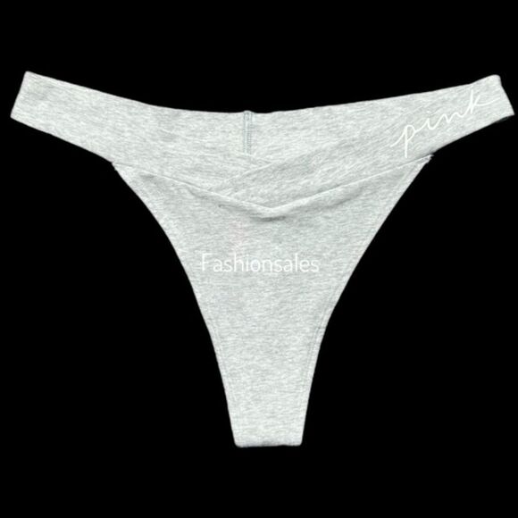 Victorias Secret Pink Set of 4 Soft Cotton Thong Panty Gray Black Pink Xlarge - Picture 5 of 9